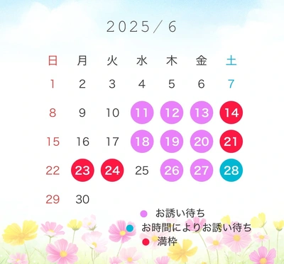 6月の姫予約状況☆