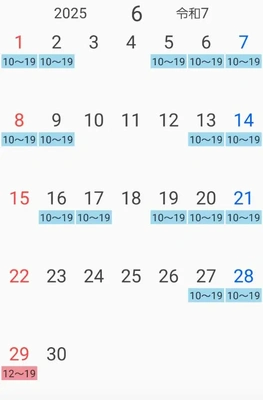 6月の出勤予定