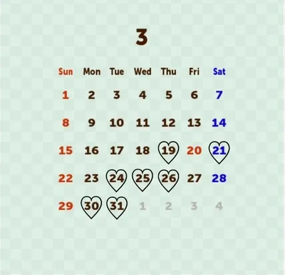 (最新版)  3月  出勤スケジュールと残っている枠