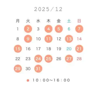 12月のスケジュールです🎄
