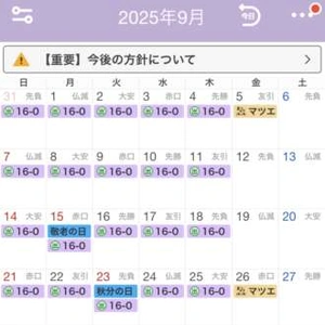 ９月の予定
